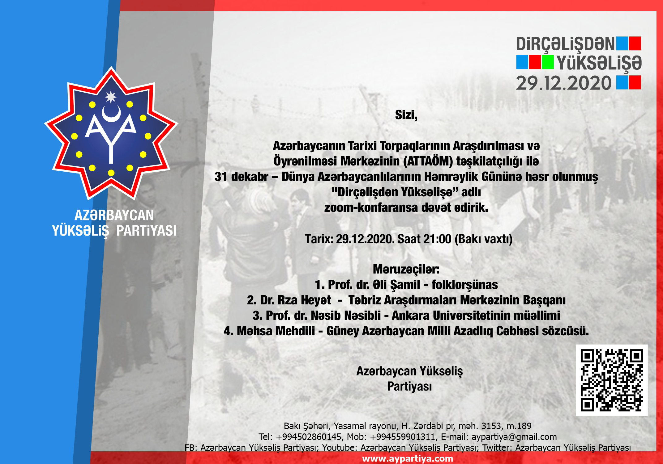 31 dekabr – Dünya Azərbaycanlılarının Həmrəylik Gününə həsr olunmuş “Dirçəlişdən Yüksəlişə”